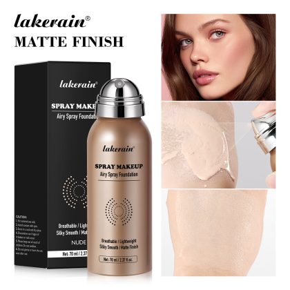lakerain粉底喷雾透气轻盈均匀肤色便携遮瑕液持妆粉底
