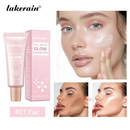 Lakerain亮光粉底液 跨境自然光泽保湿持久遮瑕亮光粉底液
