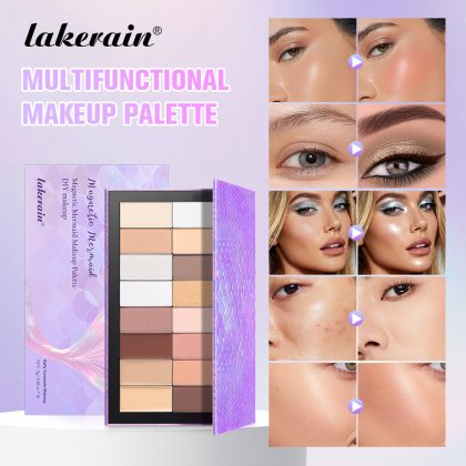lakerain新款16色美人鱼眼影盘哑光珠光高光修容多功能化妆盘