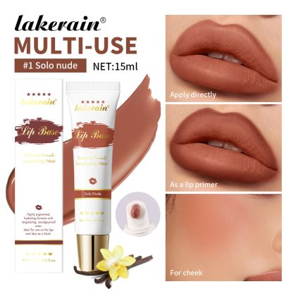 lakerain源头工厂跨境爆款lip base唇部底霜 细腻顺滑哑光唇釉 多用途腮红霜