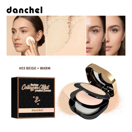danchel 跨境新品胶原蛋白双层粉饼 双层双色设计提亮肤色 + 修容