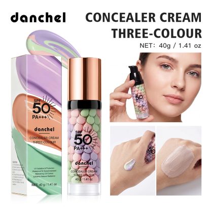 danchel跨境新品三色防护隔离修颜霜清爽不油腻妆前打底水润不易卡粉
