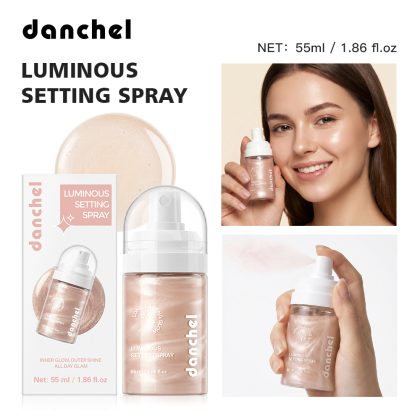 danchel 跨境新品亮泽定妆喷雾珠光细闪打造清透水光肌保湿长效持妆