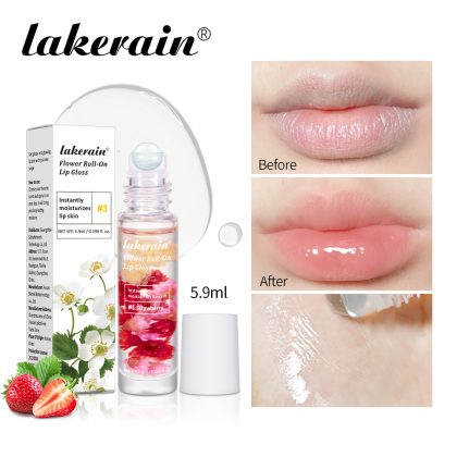 lakerain鲜花滚珠唇油 唇部保湿嘟嘟唇果香润唇油唇蜜