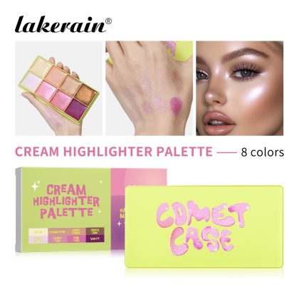 lakerain 跨境专供8色腮红/高光/眼影盘修容一体盘膨胀色腮红胭脂膏