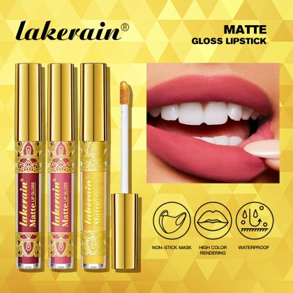 Lakerain黄金唇彩 不沾杯金色口红唇彩唇蜜 三支装哑光黄金唇釉