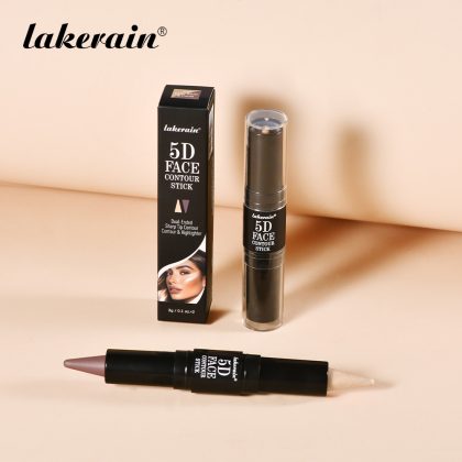 lakerain跨境专供双头两用5D脸部修容高光棒 立体轮廓鼻阴影提亮棒