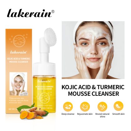 Lakerain跨境专供曲酸姜黄洁面慕斯100ml 温和清洁洁面泡沫外贸姜黄洗面奶