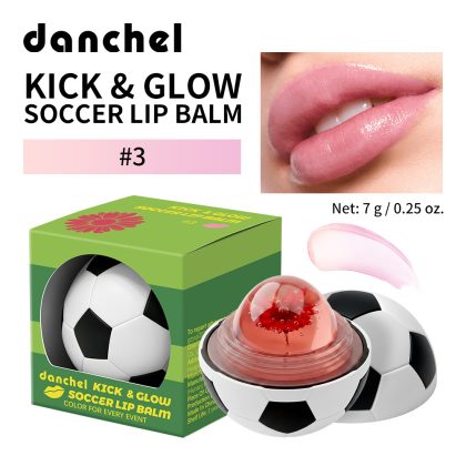 danchel 跨境新品世界杯足球造型变色润唇膏,膏体中含有花朵持久保湿不油腻