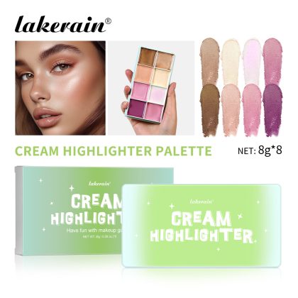 lakerain跨境8色腮红盘裸妆自然持久胭脂面部修容高光眼影一体盘