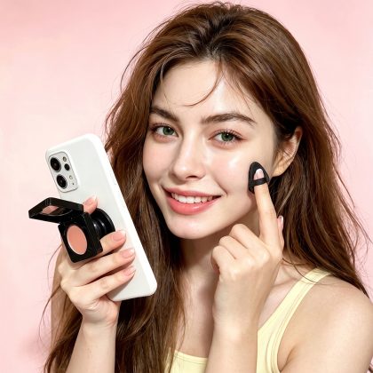 danchel 跨境专供便携烘焙定妆粉饼(黑色迷你装)粉底Pressed Powder Phone Grip